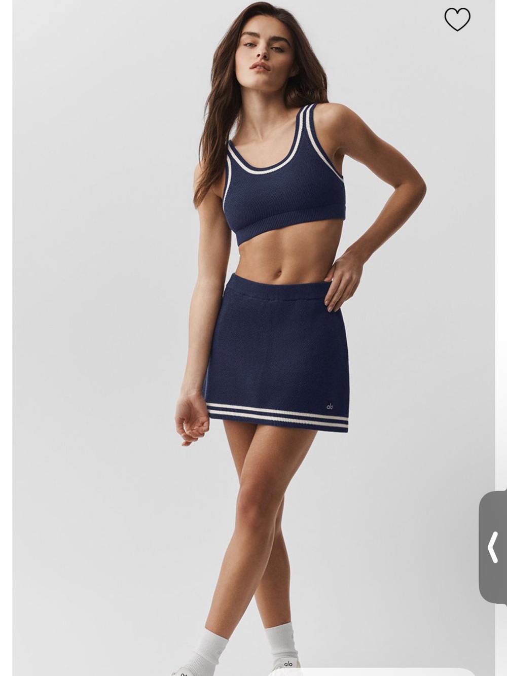 Alo Yoga Tennis Club Sweater Knit Skirt White and Baby Blue Size Small